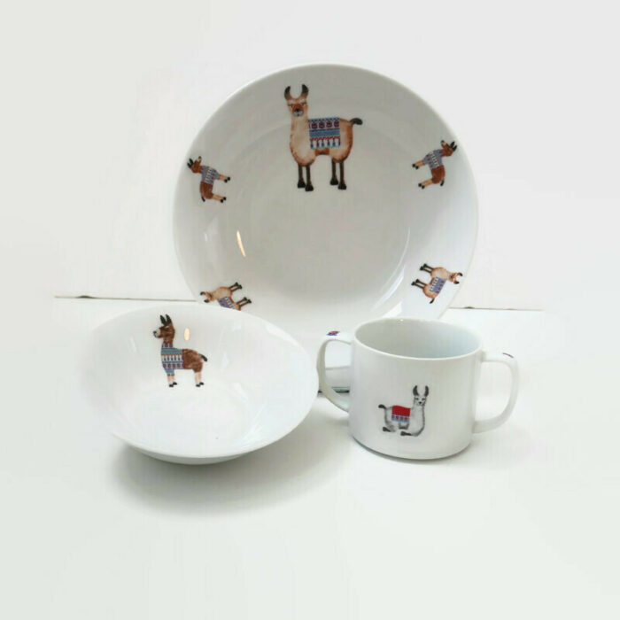 assiette et mug pour enfant le petit lama