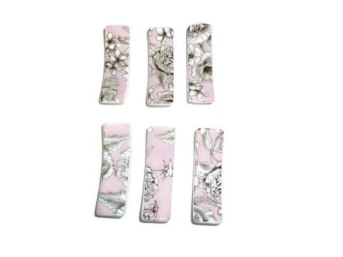porte couteaux porcelaine fleurs roses et grises